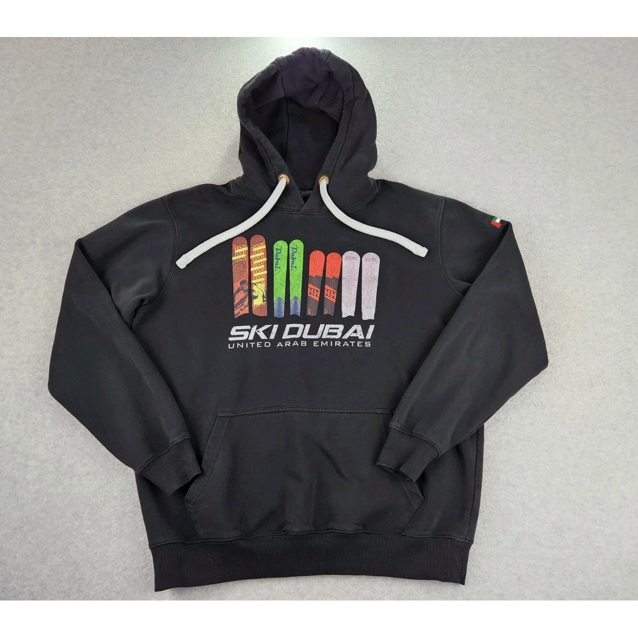 Ski Dubai Snowboard Jacket Large Hoodie Sweatshirt Pockets Travel Country Flag
